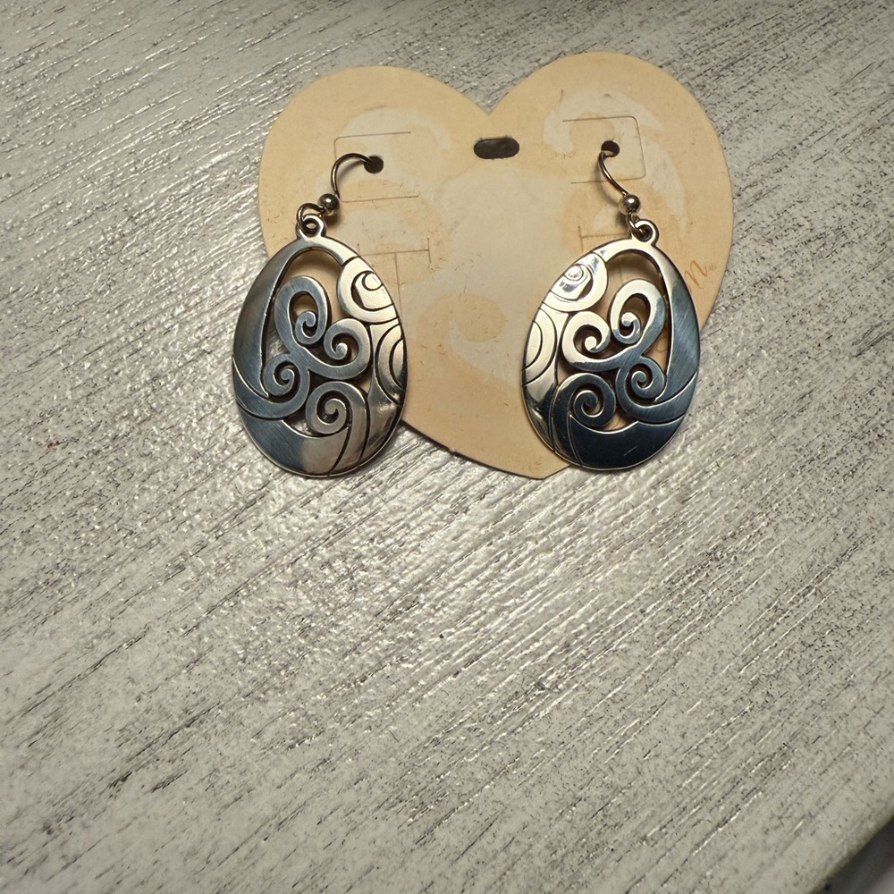 Brighton Silver and Black Swirl Earrings